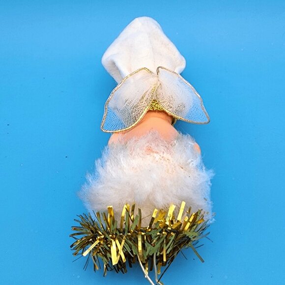 Vintage 1950s Pixie Angel Knee Hugger Ornament Felt Sleepy Eyes Tulle Wings - Picture 9 of 9